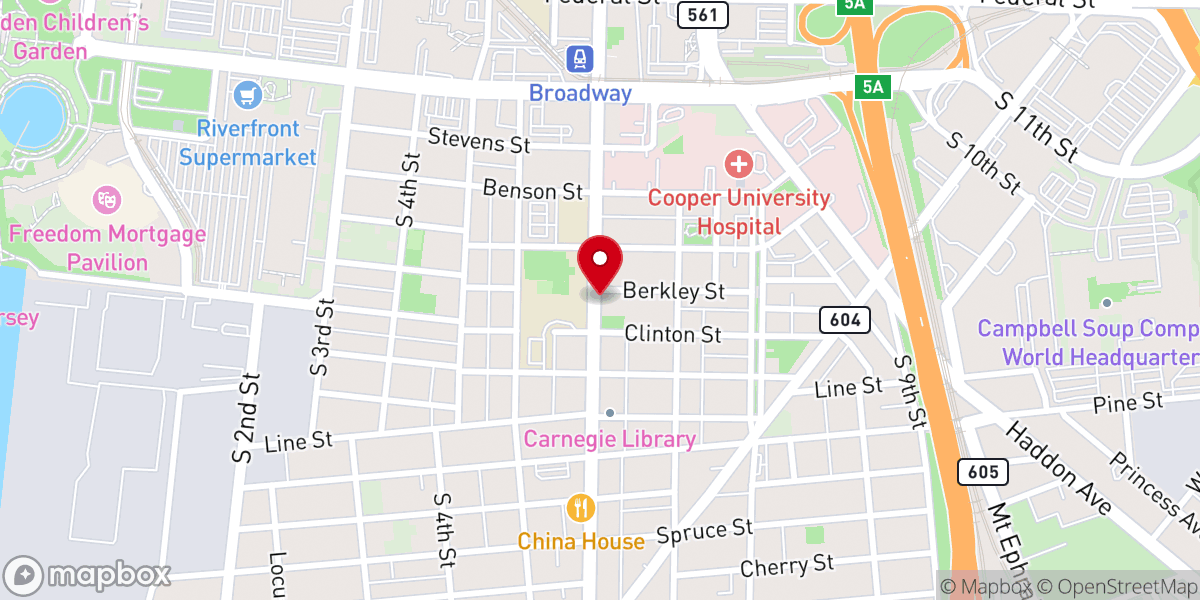 Map showing location of Faith Baptist Church of Camden New Jersey Inc