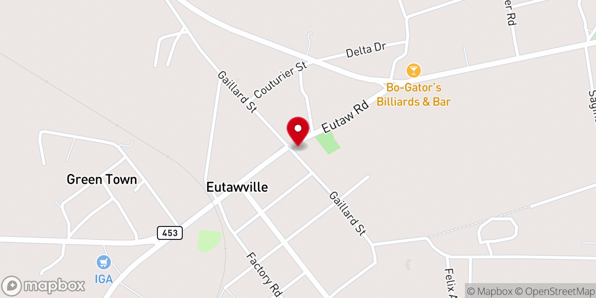 Map showing location of Eutawville United Methodist