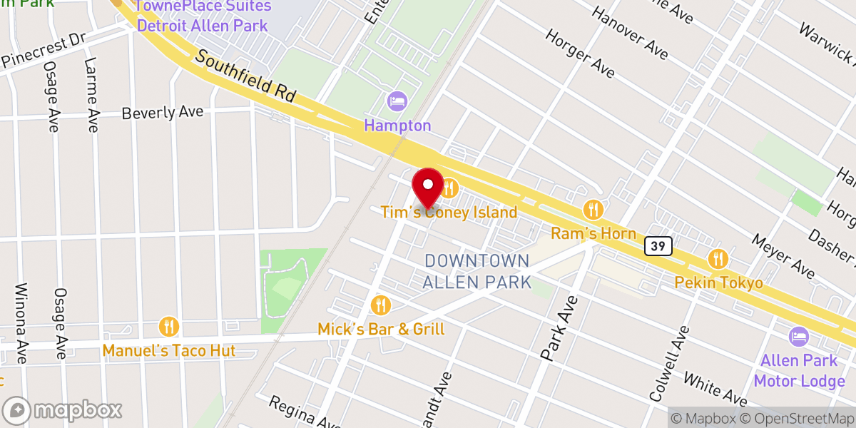 Map showing location of Allen Park Street Fair