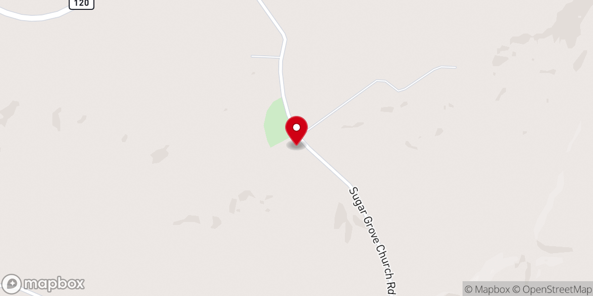 Map showing location of Sugar Grove Cumberland Presbyterian Church