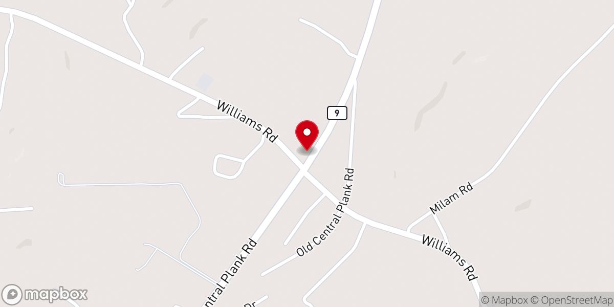 Map showing location of Tunnell Chapel Baptist Church