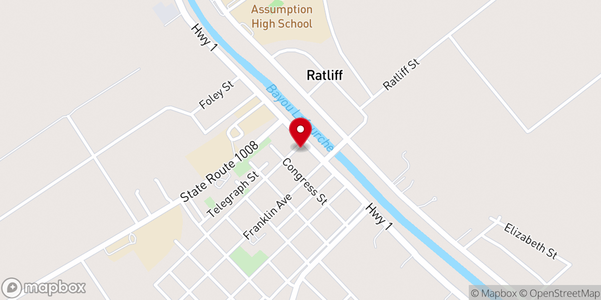 Map showing location of Assumption Parish Office of Motor Vehicles