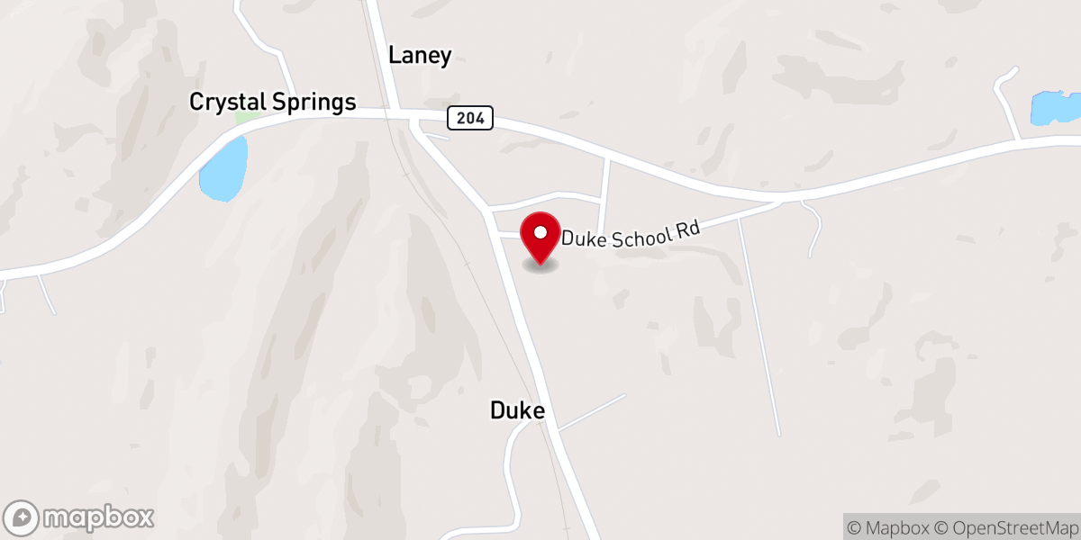 Map showing location of Duke Missionary Baptist Church