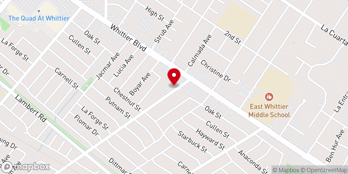 Map showing location of Whittier Seventh-day Adventist Church