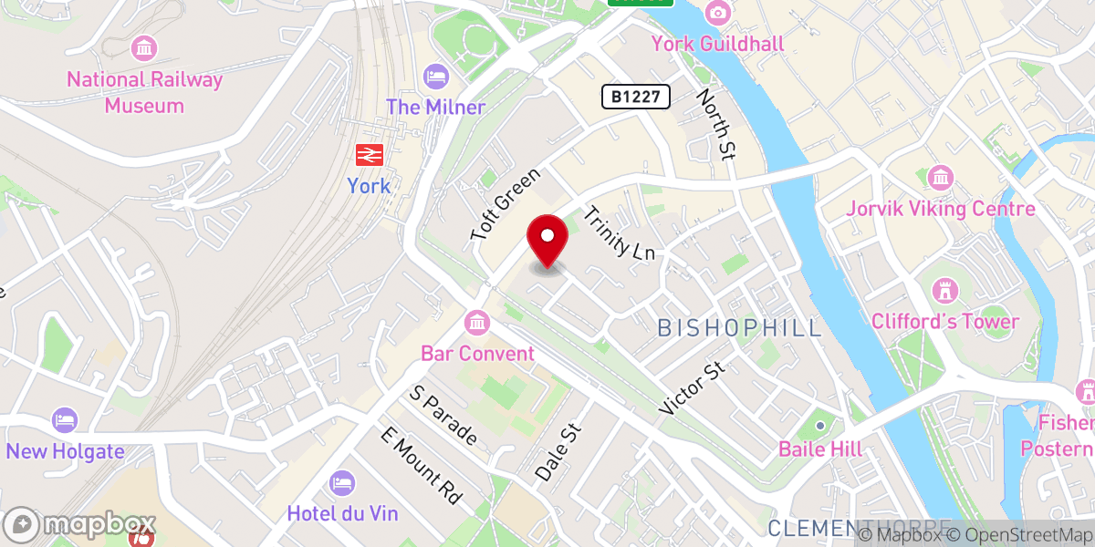 Map showing location of York Baptist Church