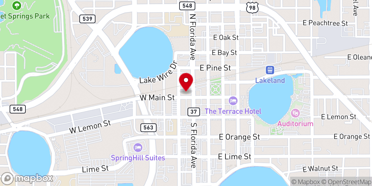 Map showing location of Lakeland Family Church