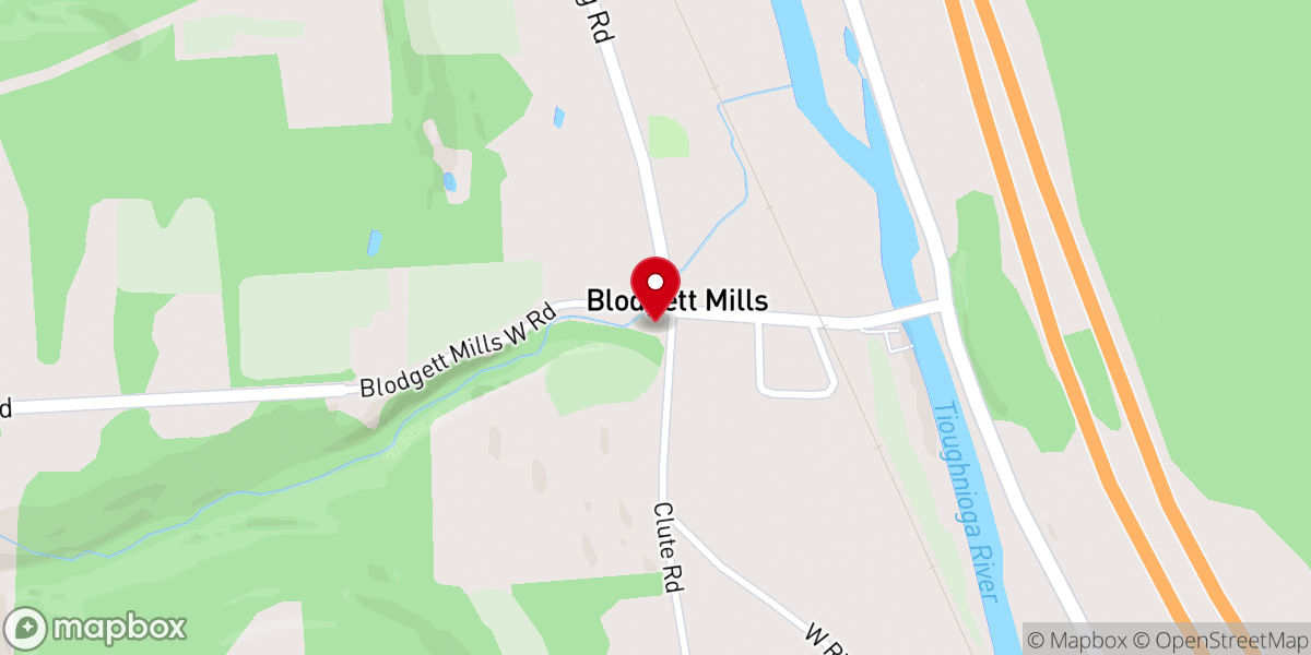 Map showing location of Church of Blodgett Mills
