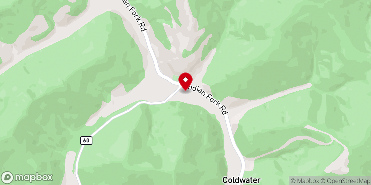 Map showing location of Indian Fork Baptist Church