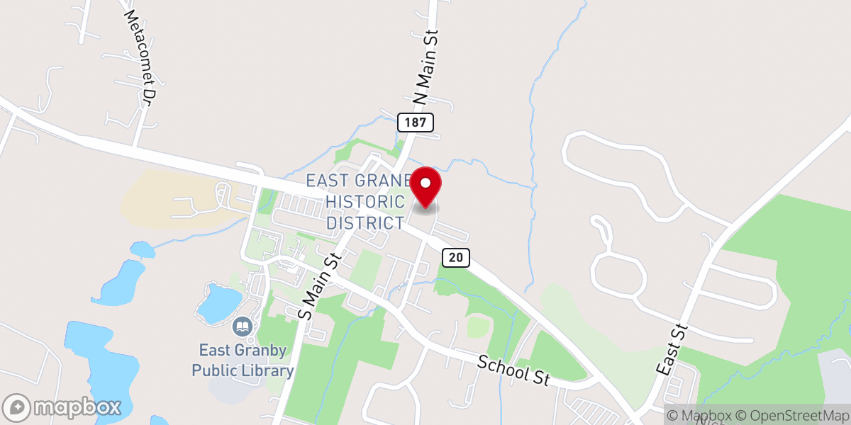 Map showing location of East Granby Congregational Church
