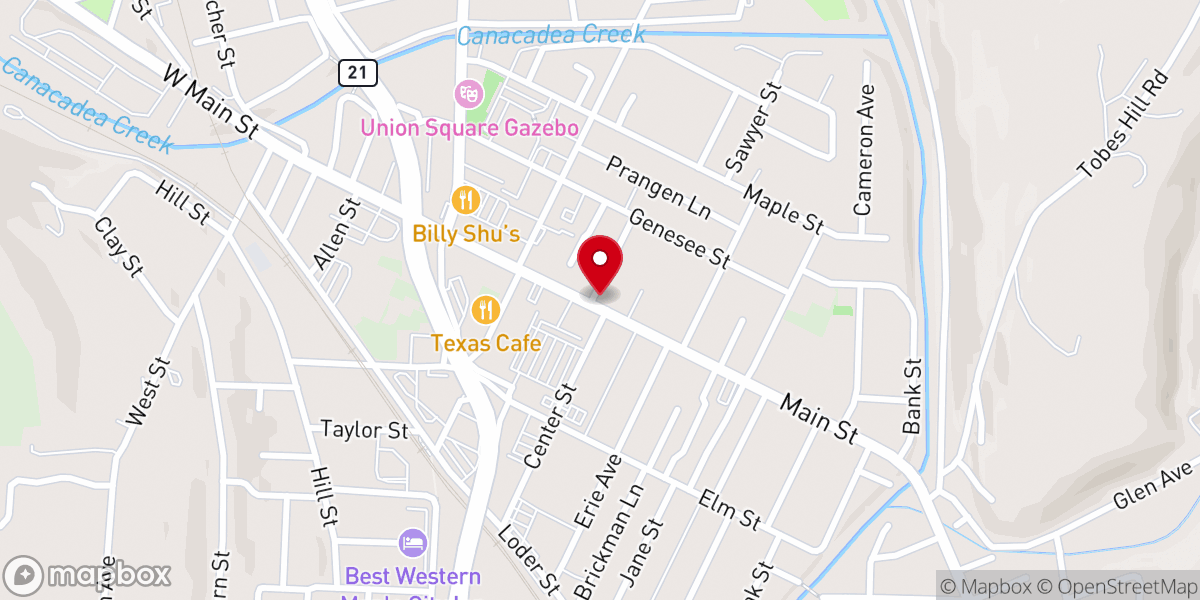 Map showing location of Hornell-Alfred Unitarian Universalist Society