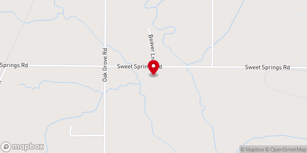 Map showing location of Sweet Springs Baptist Church