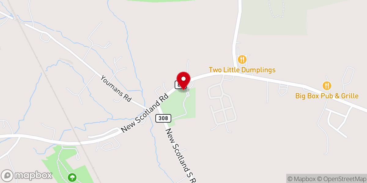 Map showing location of New Scotland Presbyterian Church