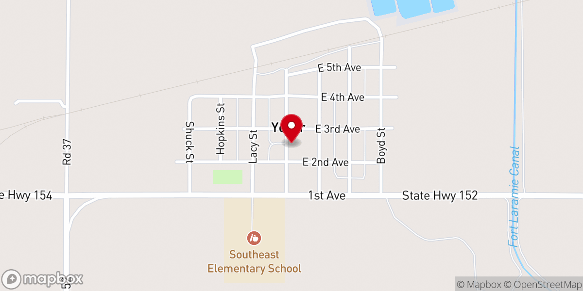 Map showing location of Yoder Community Building