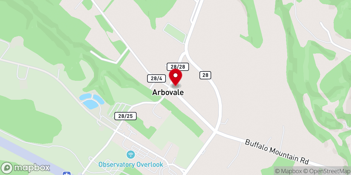 Map showing location of Arbovale United Methodist Church