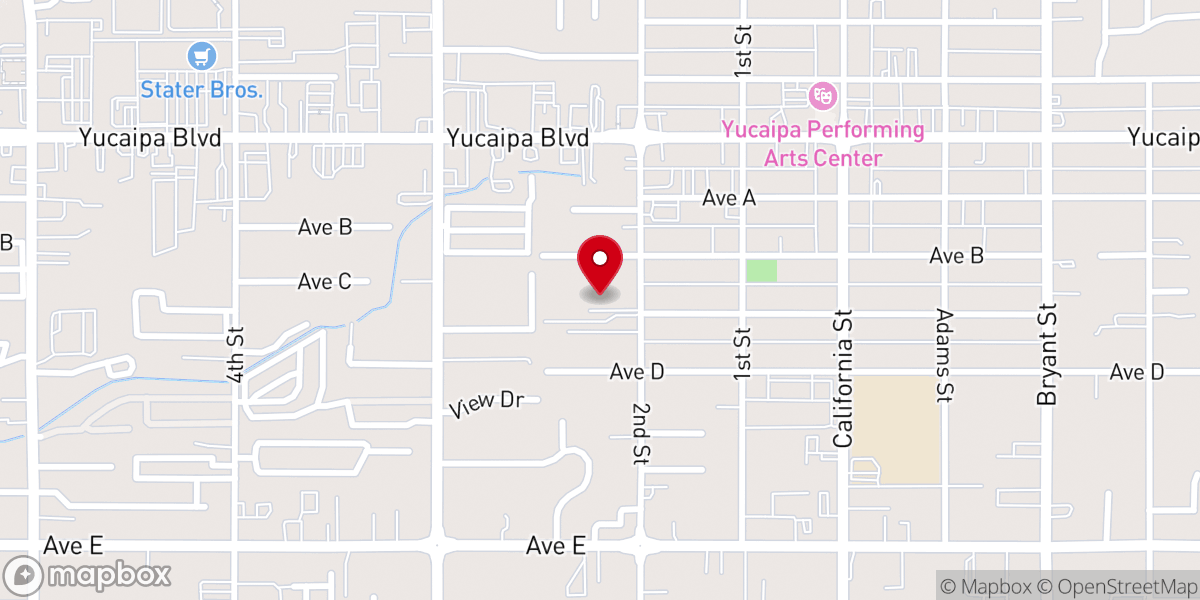 Map showing location of Yucaipa Church Assembly of God