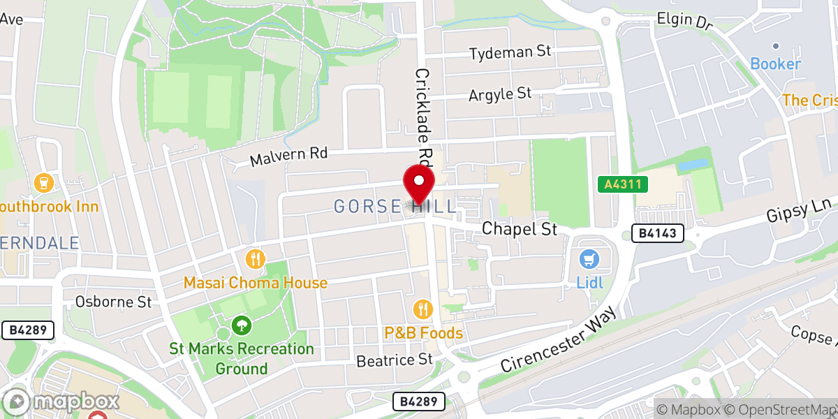 Map showing location of St Barnabas Parish Church