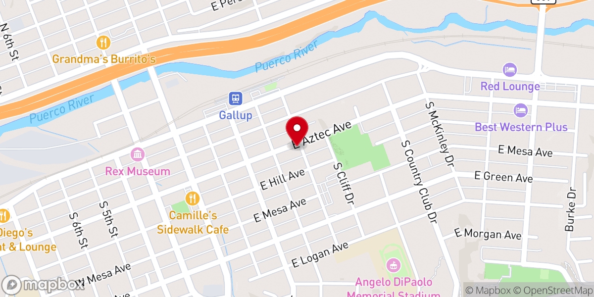 Map showing location of East Aztec Baptist Church