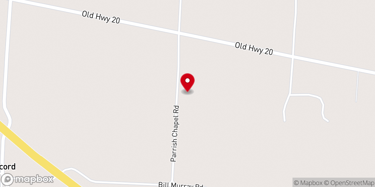 Map showing location of Parrish Chapel Baptist Church