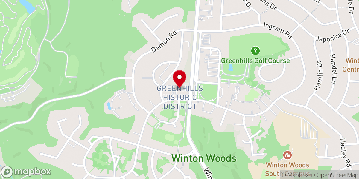 Map showing location of Greenhills Presbyterian Church