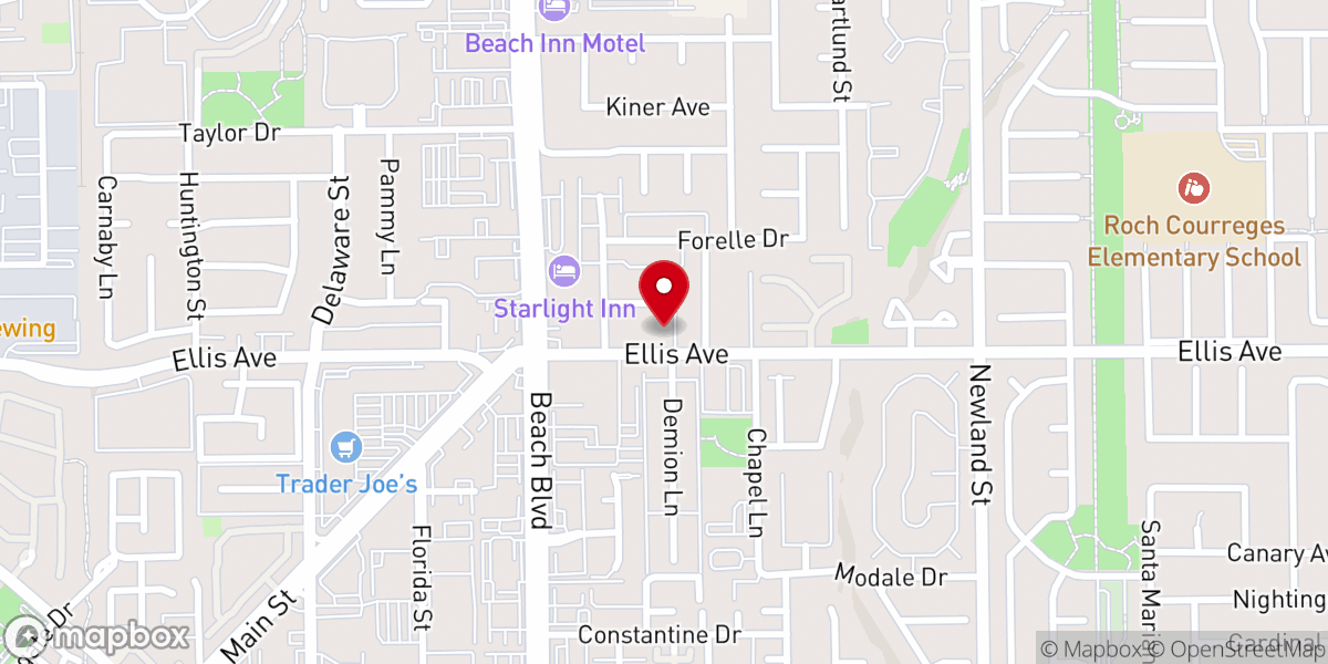 Map showing location of Huntington Beach Church