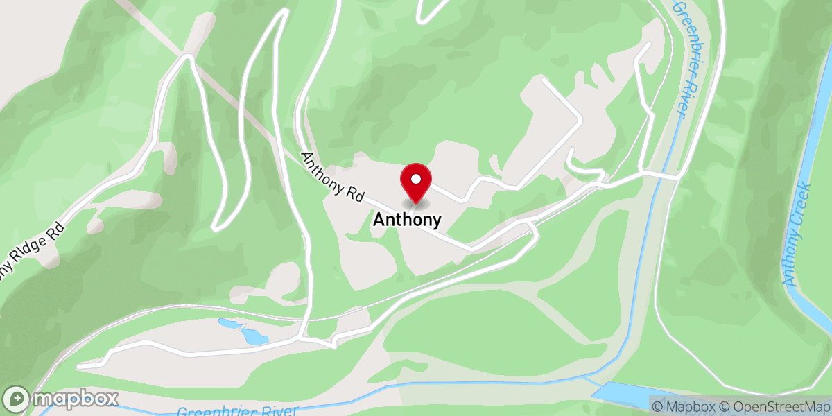 Map showing location of Anthony Baptist Church