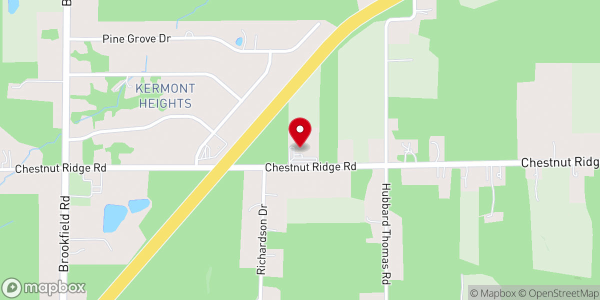 Map showing location of Chestnut Ridge Church of God
