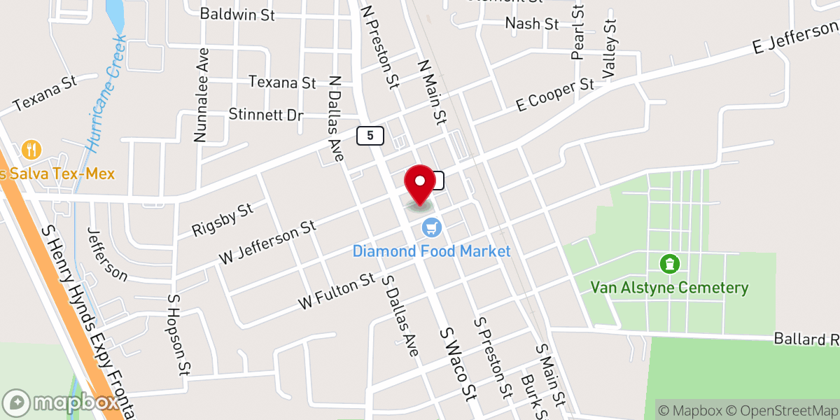 Map showing location of Family Church Van Alstyne
