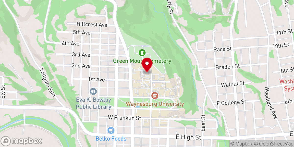 Map showing location of Roberts Chapel - Waynesburg University