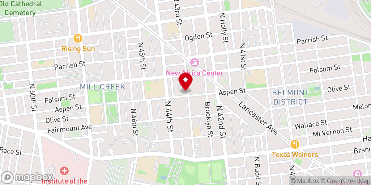 Map showing location of Ward African Methodist Episcopal Church