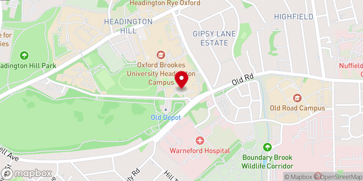 Map showing location of Oxford Bible Church