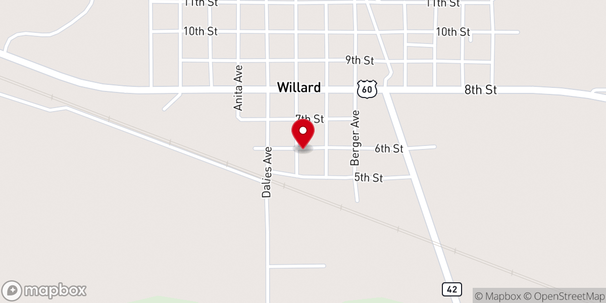 Map showing location of Willard Community Center