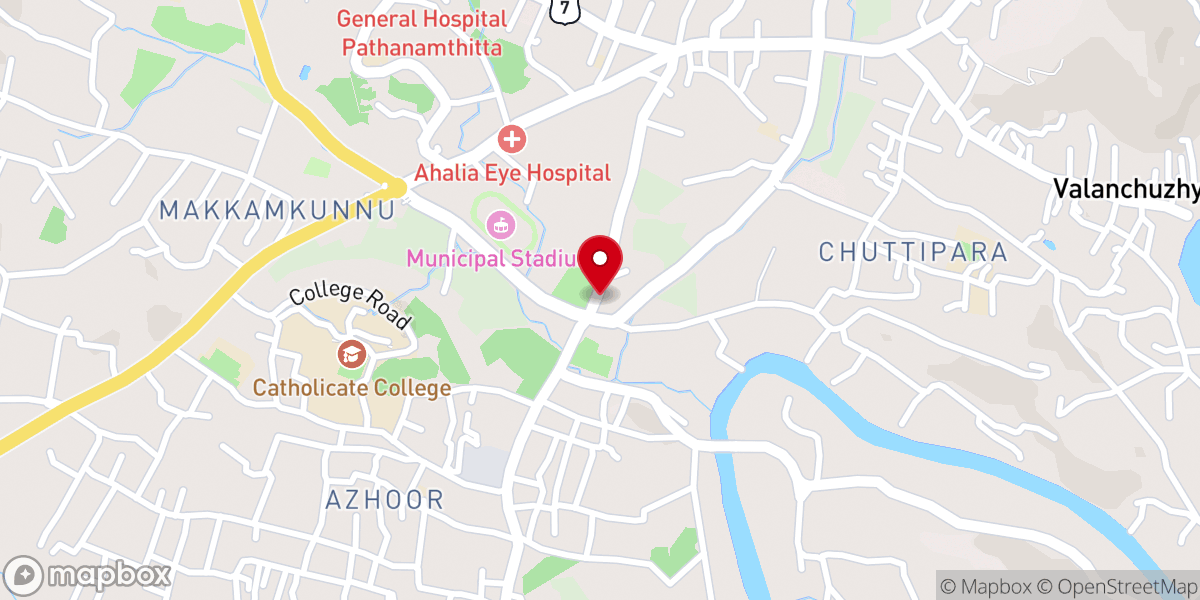 Map showing location of Church of God Full Gospel in India, Pathanamthitta Town Church