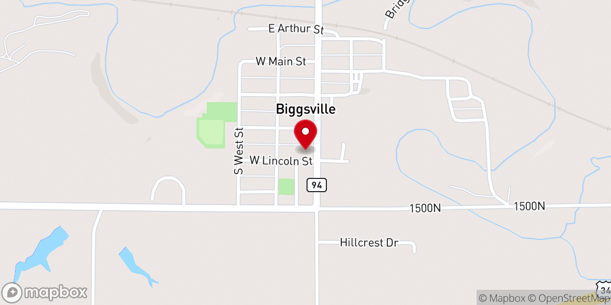 Map showing location of Biggsville United Methodist Church