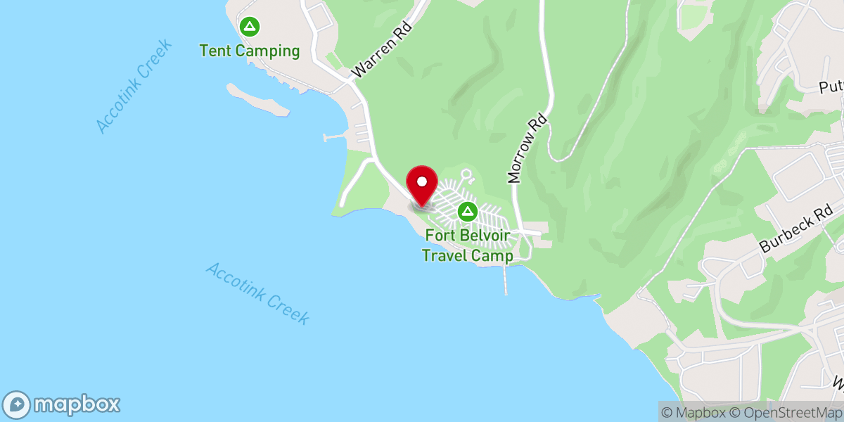 Map showing location of Fort Belvoir Travel Camp