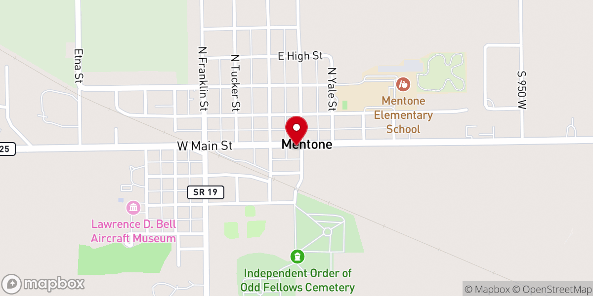 Map showing location of Mentone United Methodist Church