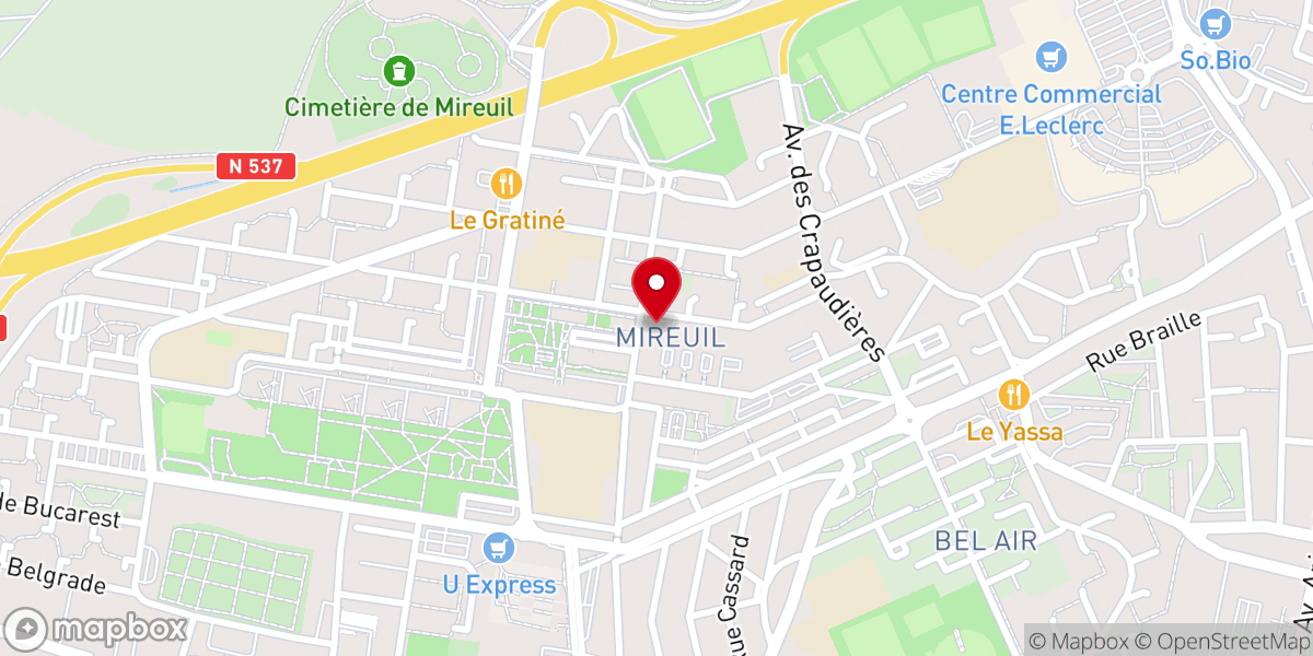 Map showing location of Paroisse Saint-Paul à Mireuil
