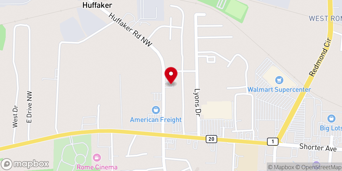 Map showing location of Huffaker Road Baptist Church