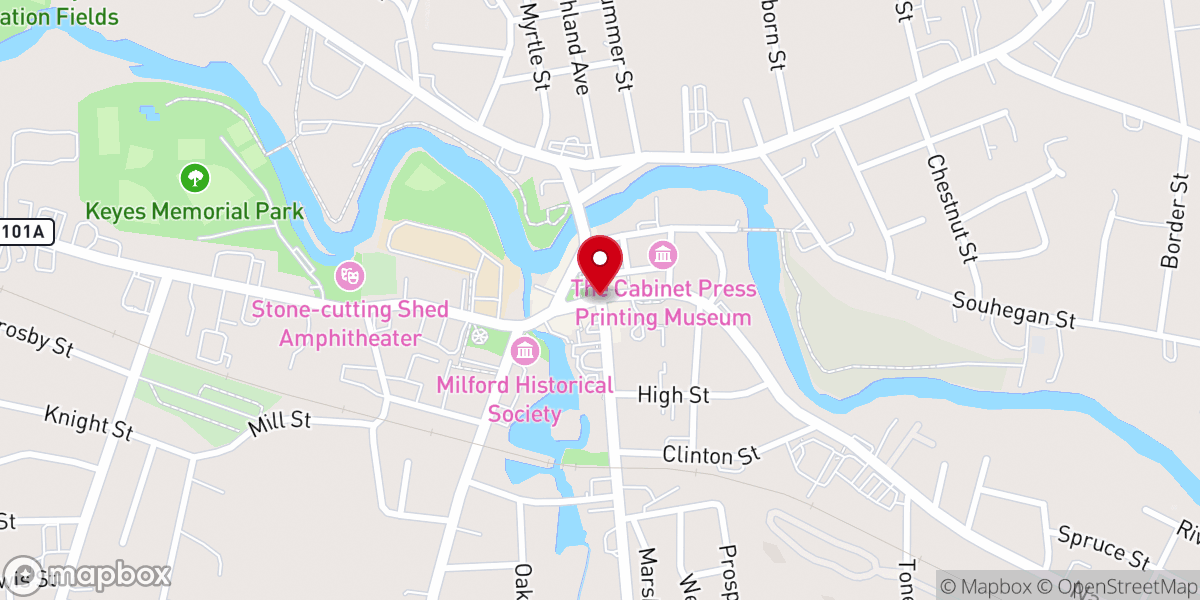Map showing location of Amherst-milford Bible Study