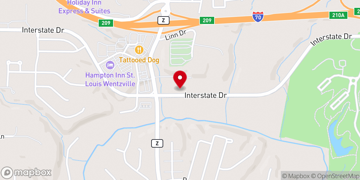 Map showing location of Wentzville Christian Church