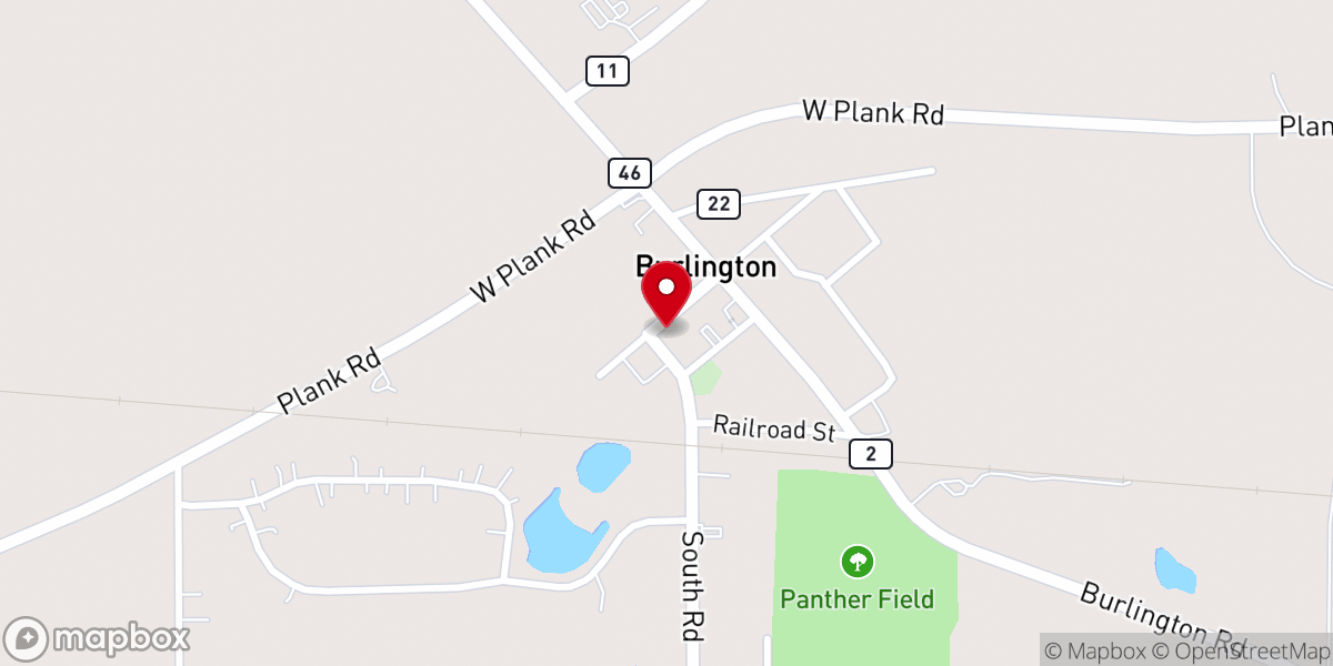 Map showing location of Burlington United Methodist Church