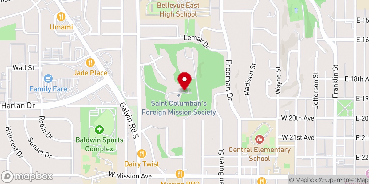 Map showing location of Columban Foreign Mission Society