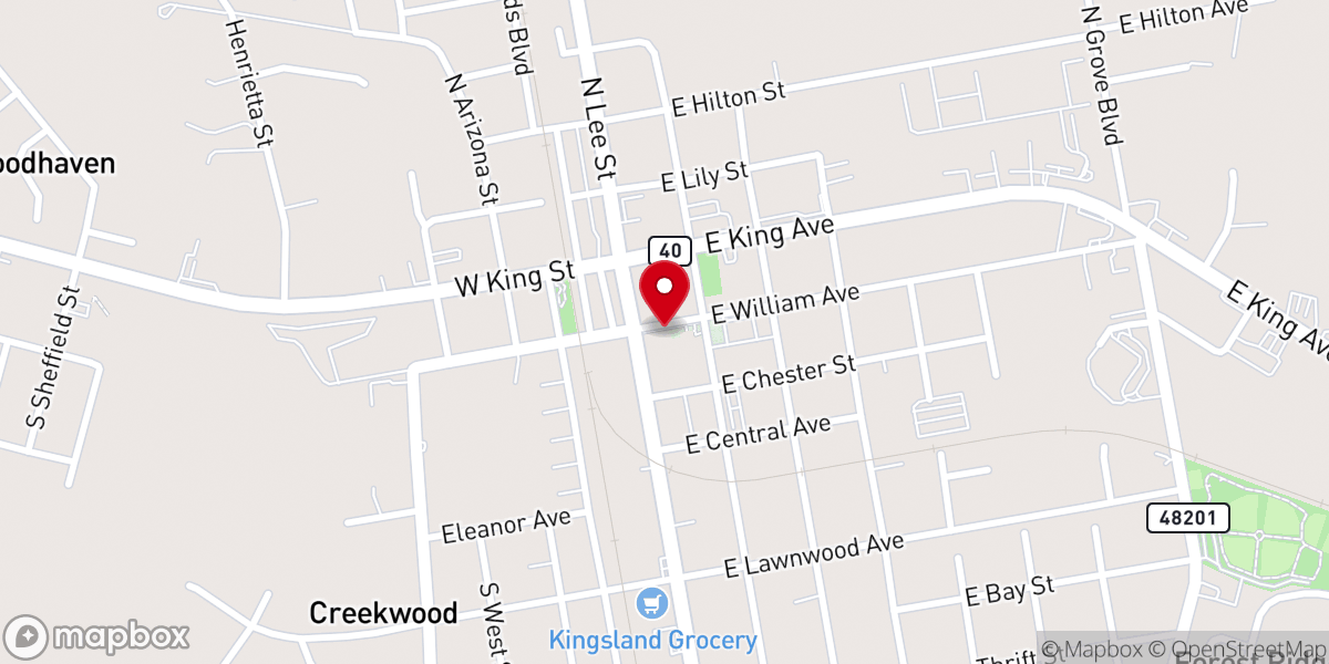 Map showing location of Oak Hill United Methodist Church