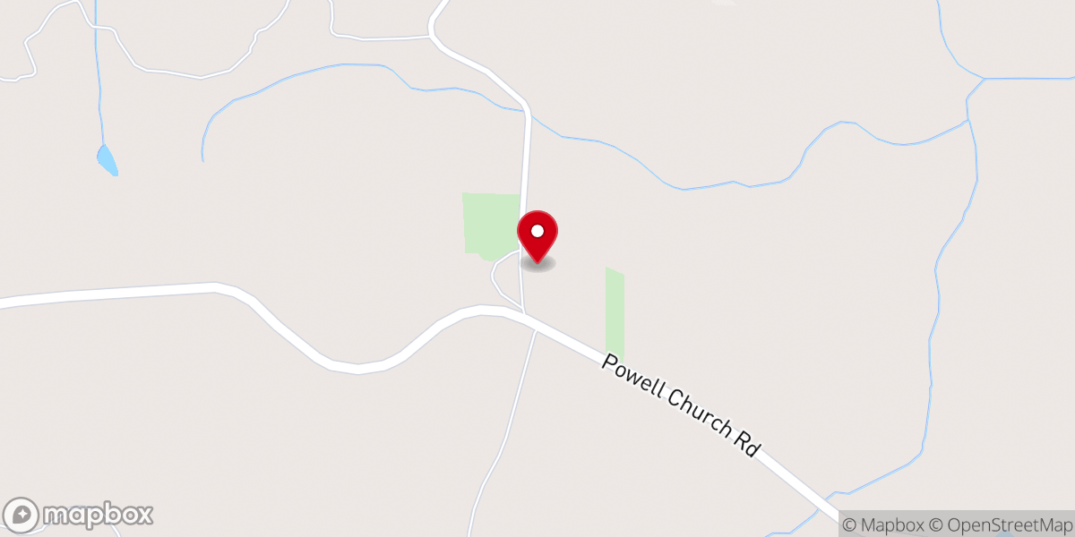 Map showing location of Powell Church