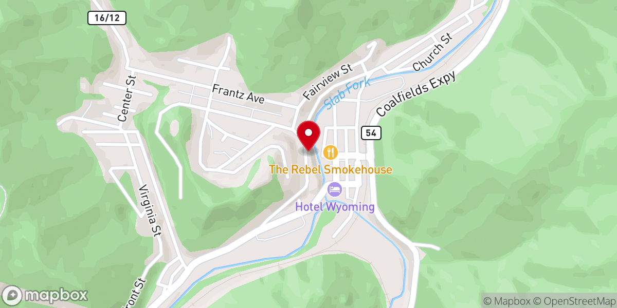 Map showing location of Highland Avenue Baptist Church