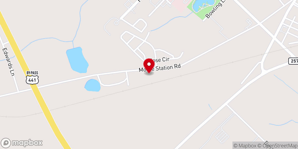 Map showing location of Rice Hill Church