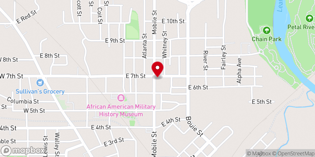 Map showing location of Mount Carmel Baptist Church