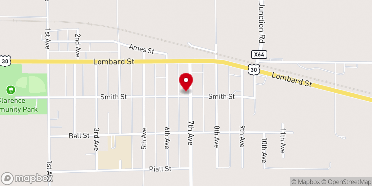 Map showing location of Clarence United Methodist Church
