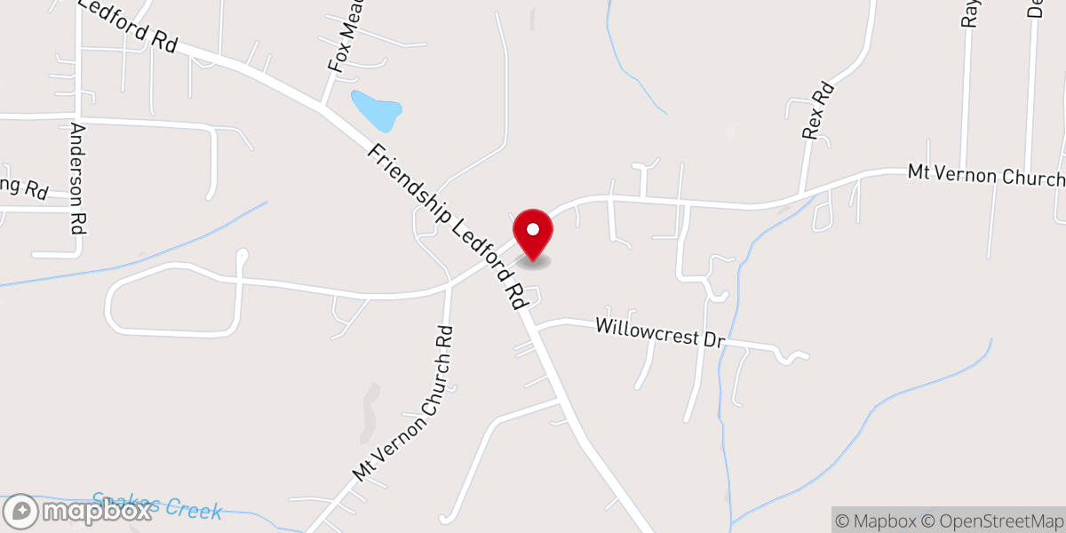 Map showing location of New Mount Vernon United Methodist Church