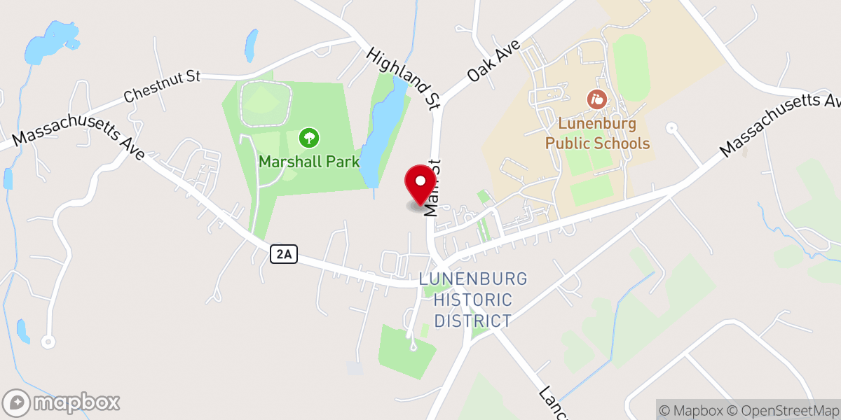 Map showing location of United Parish Lunenburg Community Center