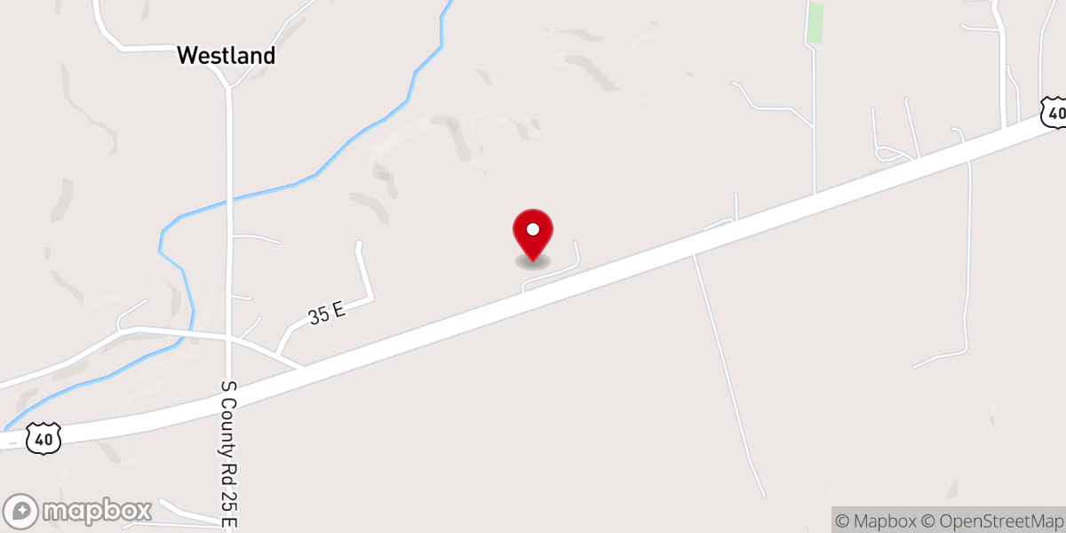 Map showing location of Putnamville Baptist Church